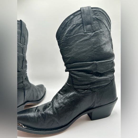 Dingo Slouch Cowboy Boots Black Leather Western boot Biker  women’s size 6 - Picture 4 of 10